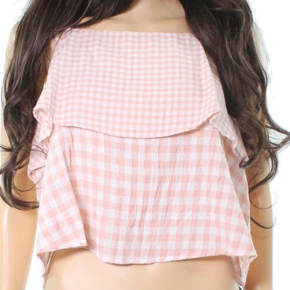 PARK ADELYN PINK/WHITE CHECKERED CROP TOP SIZE L - Picture 5 of 6